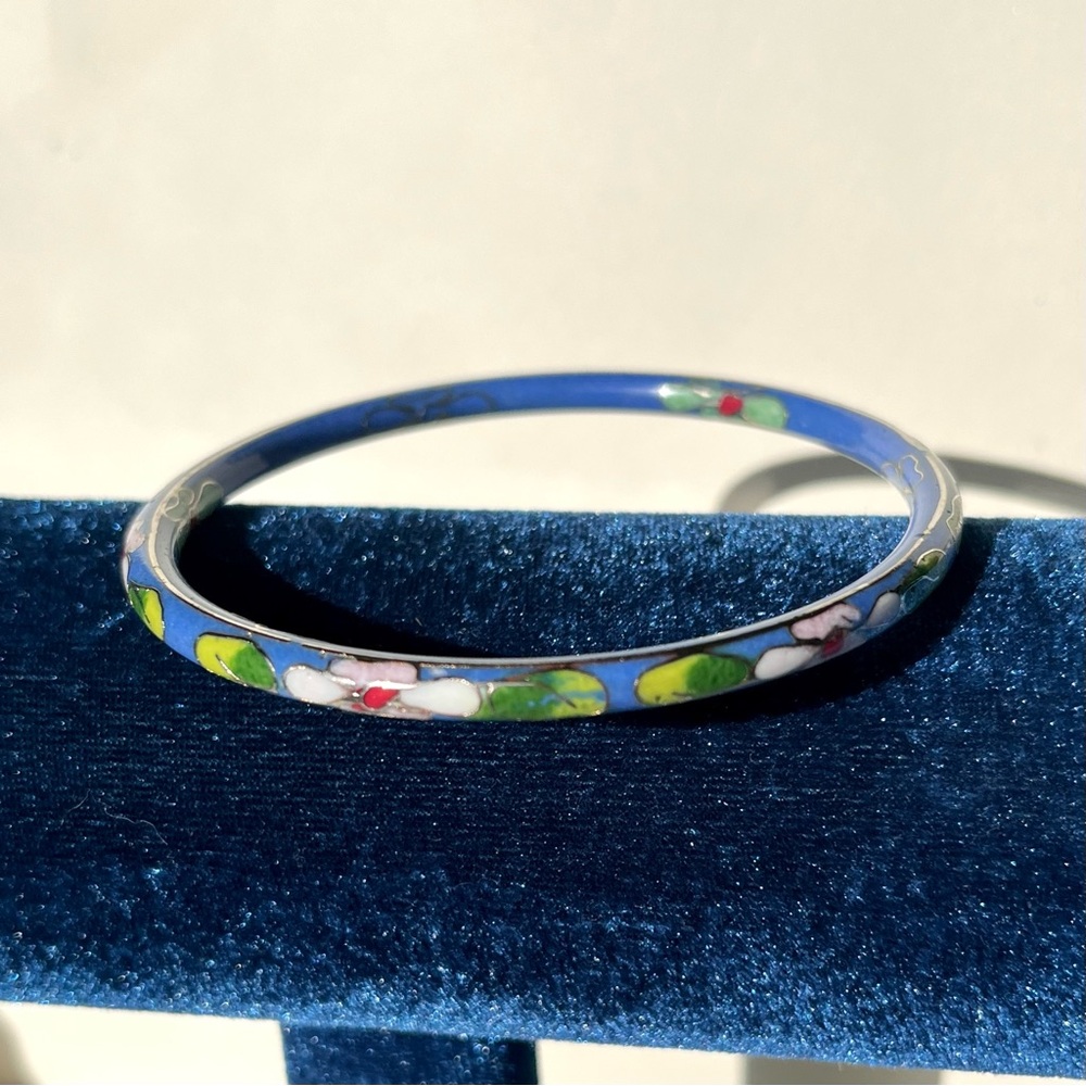 Vintage Cloisonné Blue 70s Bangle
